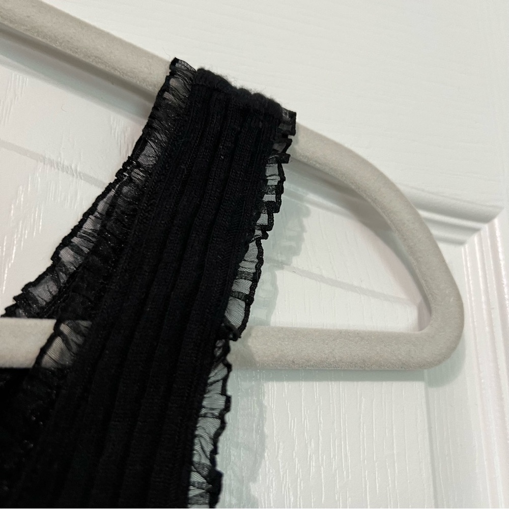 Reformation Black Ruffle Ribbed Cropped Tank Top - Picture 5 of 6